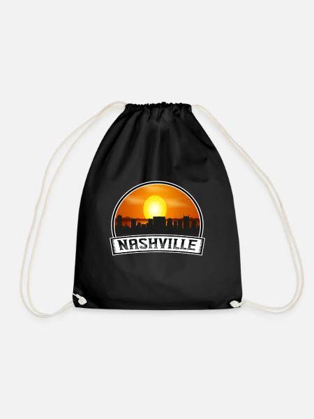 Nashville Tennessee Usa Skyline Vintage Sunset Tra - Turnbeutel - Schwarz