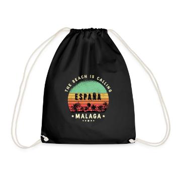 Malaga Spanien Strand Design - Turnbeutel - Schwarz - Vorne
