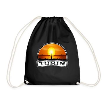 Turin Italien Skyline Vintage Sonnenuntergang Reise Souvenir - Turnbeutel - Schwarz - Vorne