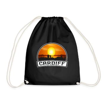 Cardiff Wales Skyline Vintage Sunset Travel Souven - Turnbeutel - Schwarz - Vorne