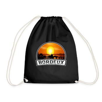 Bordeux France Skyline Vintage Sunset Travel Souve - Drawstring Bag - black - Front