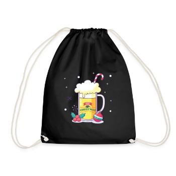 Weihnachtliches Bier - Turnbeutel - Schwarz - Vorne