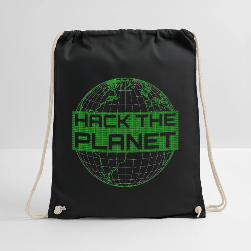 Hack the Planet - Green Globe Computer Hacker Drawstring Bag