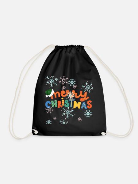 Merry Christmas - Drawstring Bag - black