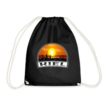 Kiel Germany Skyline Vintage Sunset Travel Souveni - Drawstring Bag - black - Front
