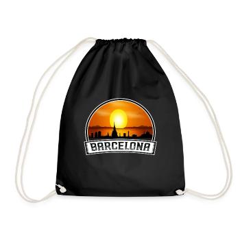 Barcelona Spanien Skyline Vintage Sunset Travel Souv - Turnbeutel - Schwarz - Vorne