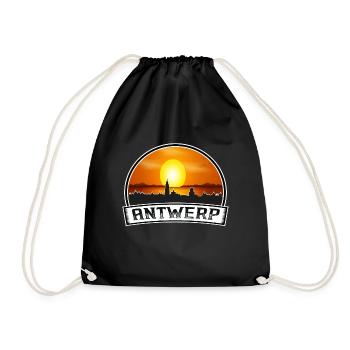 Antwerp Belgium Skyline Vintage Sunset Travel Souv - Drawstring Bag - black - Front