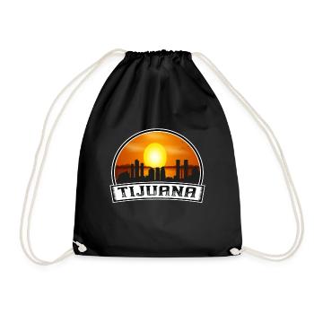 Tijuana Mexico Skyline Vintage Sunset Travel Souve - Drawstring Bag - black - Front