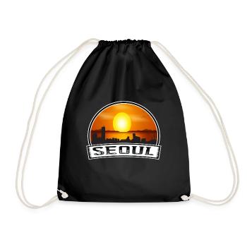 Seoul South Korea Skyline Vintage Sunset Travel So - Drawstring Bag - black - Front