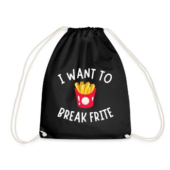French fries, eating fries, fries humor - Drawstring Bag - black - Front