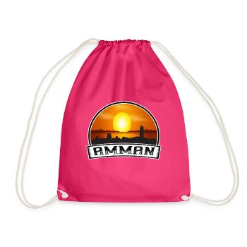 Amman Jordan Skyline Vintage Sunset Travel Souveni - Drawstring Bag - fuchsia - Front