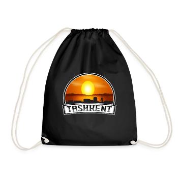 Taschkent Usbekistan Skyline Vintage Sonnenuntergang Reisen - Turnbeutel - Schwarz - Vorne