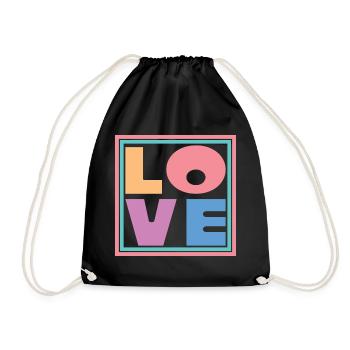 Cool Colorful Love Square Gift Men Women & Kids - Drawstring Bag - black - Front