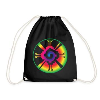 Galactic Butterfly Hunab Ku - aztec symbol - Drawstring Bag - black - Front