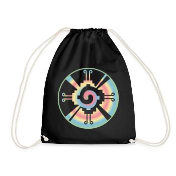 Galactic Butterfly Hunab Ku - aztec symbol - Drawstring Bag - black - Front