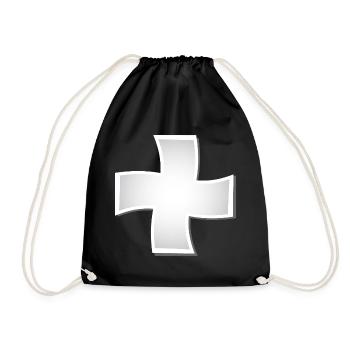 Silver swirling cross - Drawstring Bag - black - Front