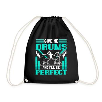 Drums Heavy Metal Drum Gift - Drawstring Bag - black - Front