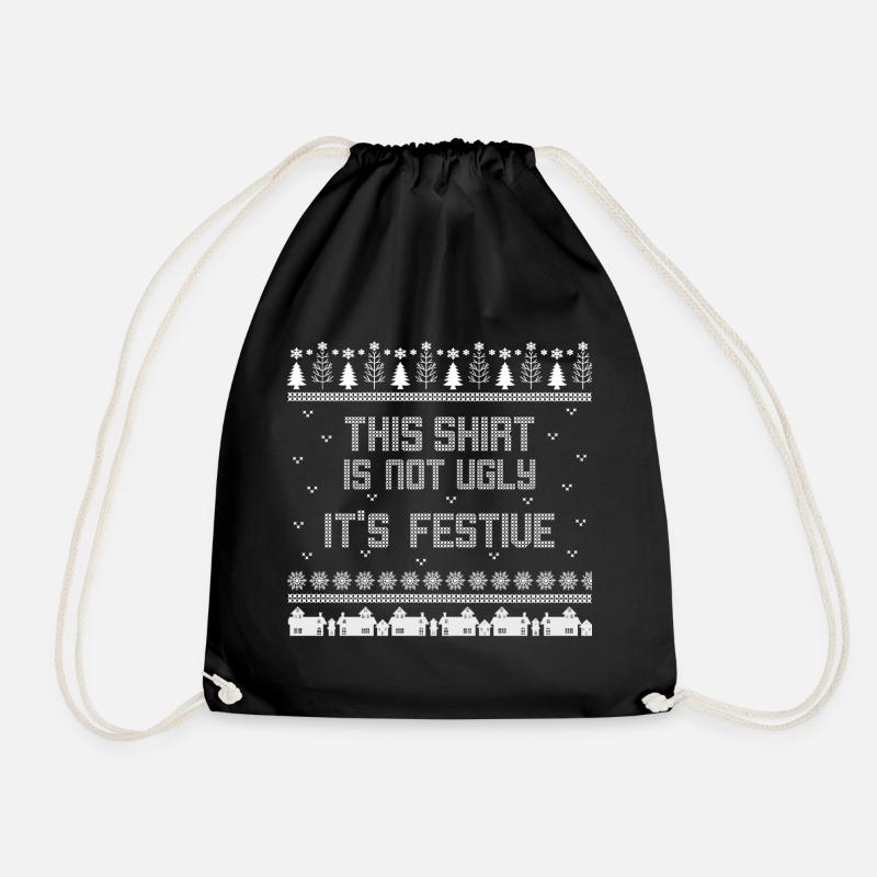 This Shirt is not ugly it ́s festive - Drawstring Bag - black