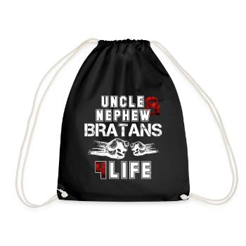 Bratan's uncle and nephew for life gift - Drawstring Bag - black - Front