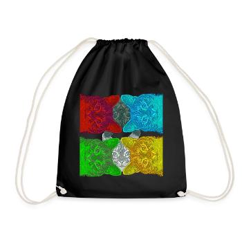 Colourful Cats (Pop Art) designed by HeiArts - Drawstring Bag - black - Front