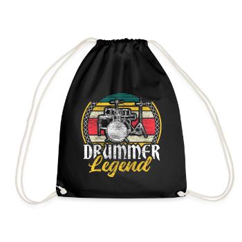 Schlagzeug Drumsticks Geschenk - Turnbeutel - Schwarz - Vorne
