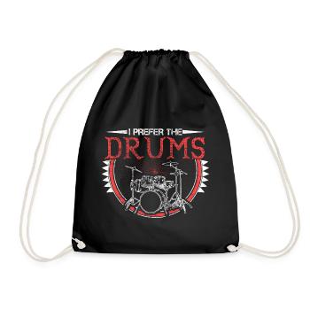 Drums Drumsticks Gift - Drawstring Bag - black - Front