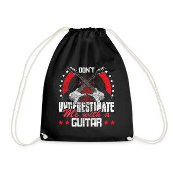 Gitarre Band Instrument Geschenkidee - Turnbeutel - Schwarz - Vorne