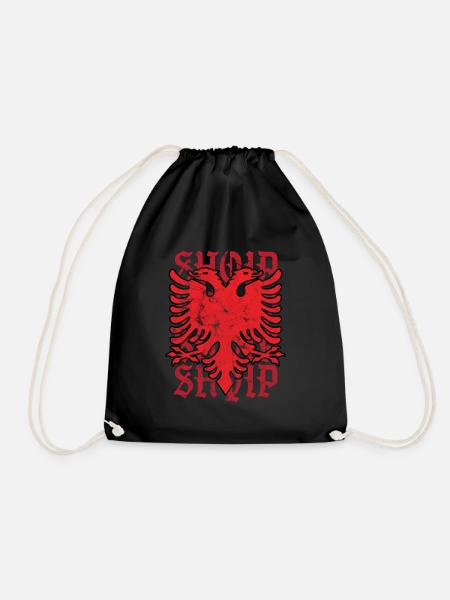 Shqip Albania Retro - Drawstring Bag - black