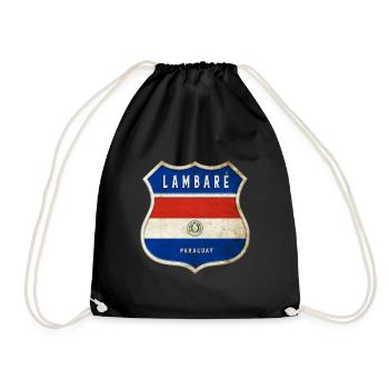 Lambaré Paraguay coat of arms flag design - Drawstring Bag - black - Front