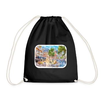 Pays-Bas Aquarelle Croquis Dessin Illustration - Sac de sport léger - noir - Devant