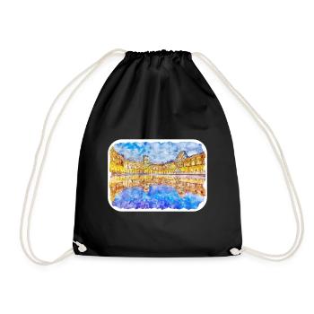 France Aquarelle Croquis Illustration Dessinée à la Main - Sac de sport léger - noir - Devant