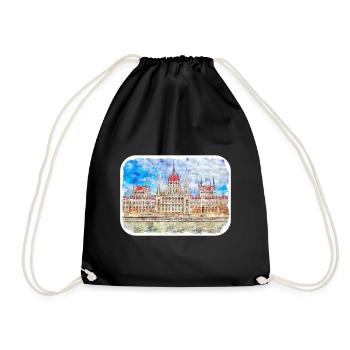 Hongrie Landmark Aquarelle Croquis Dessin de peinture - Sac de sport léger - noir - Devant