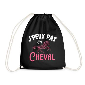 J'peux pas jai cheval - cheval mandala fleurs - Sac de sport léger - noir - Devant