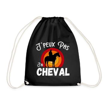 j'peux pas j'ai cheval - Retro vintage - Sac de sport léger - noir - Devant