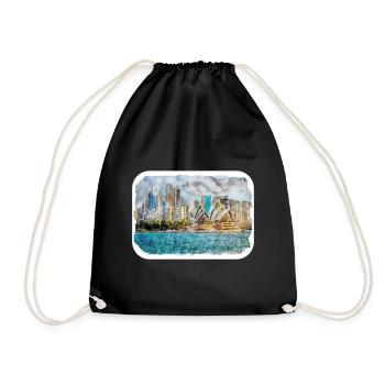 Australie Aquarelle Croquis Peinture dessinée à la main - Sac de sport léger - noir - Devant