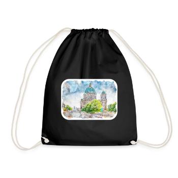 Berlin Allemagne Aquarelle Croquis Dessiné Peinture - Sac de sport léger - noir - Devant