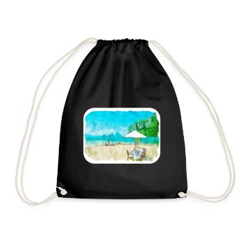 Reise Aquarell Skizze Handgezeichnete Illustration - Turnbeutel - Schwarz - Vorne