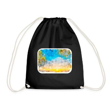 Croquis à l’aquarelle de plage Illustration dessinée à la main - Sac de sport léger - noir - Devant
