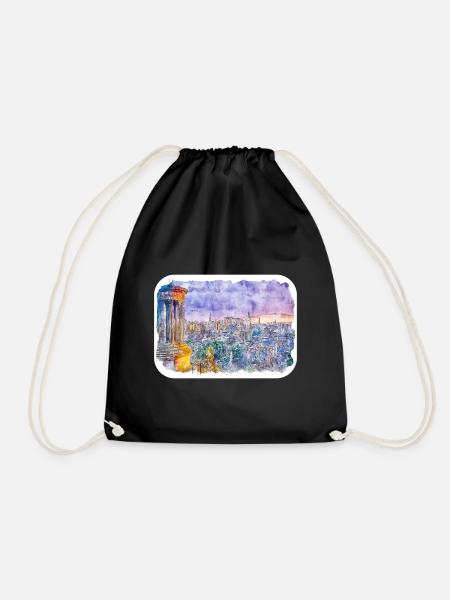 Edimbourg Ecosse Royaume-Uni Aquarelle Croquis Dessiné Douleur - Sac de sport léger - noir