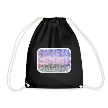 Angleterre Royaume-Uni Aquarelle Croquis Dessin Illustration - Sac de sport léger - noir - Devant