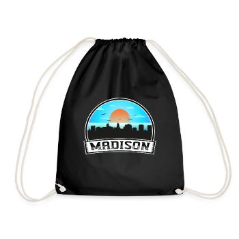 Madison Wisconsin Usa Skyline Vintage Sunset Trave - Turnbeutel - Schwarz - Vorne