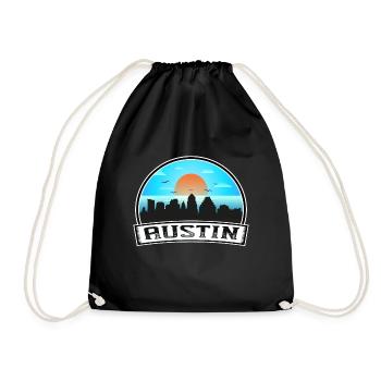 Austin Texas Usa Skyline Vintage Sunset Travel Sou - Turnbeutel - Schwarz - Vorne