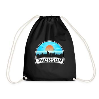 Jackson Mississippi Usa Skyline Vintage Sunset Tra - Drawstring Bag - black - Front