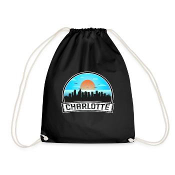 Charlotte North Carolina Usa Skyline Vintage Sunse - Turnbeutel - Schwarz - Vorne