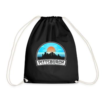 Pittsburgh Pennsylvania Usa Skyline Vintage Sunset - Drawstring Bag - black - Front