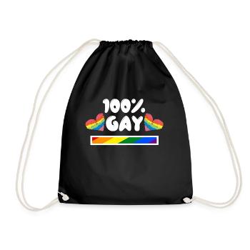 Heart Lgbt Statement Gay Sexuality Bisexual - Drawstring Bag - black - Front