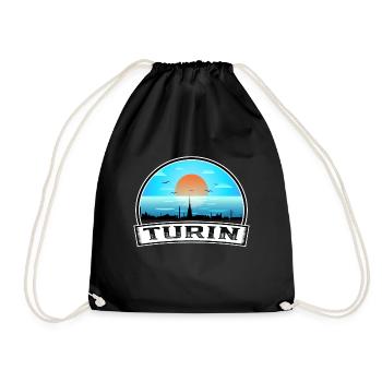 Turin Italien Skyline Vintage Sonnenuntergang Reise Souvenir - Turnbeutel - Schwarz - Vorne