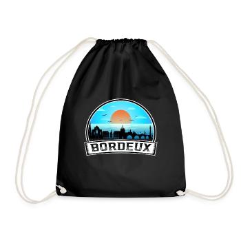 Bordeux France Skyline Vintage Sunset Travel Souve - Drawstring Bag - black - Front