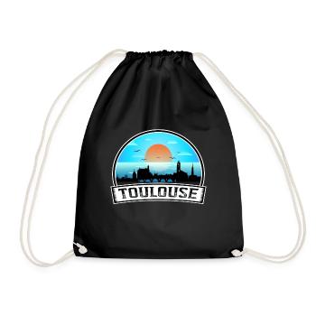 Toulouse Frankreich Skyline Vintage Sonnenuntergang Reise Souv - Turnbeutel - Schwarz - Vorne
