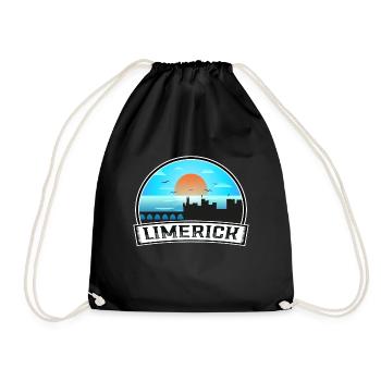 Limerick Ireland Skyline Vintage Sunset Travel Sou - Drawstring Bag - black - Front